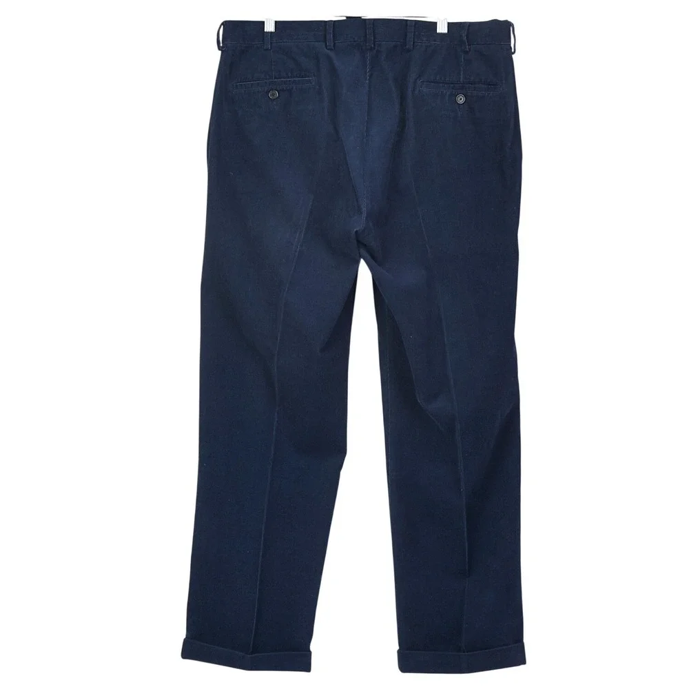 Jos A Bank Executive Collection‎ Navy Corduroy Pleated Cuffed Pants Mens 38x30
